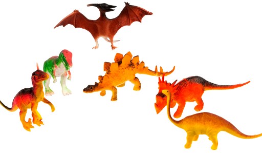 SADA DINOSAUROV 6 FIŠTÍK, RÔZNE GUMOVÉ VZORY