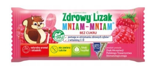Zdravá lízanka Yum-Yum s malinovou príchuťou bez cukru