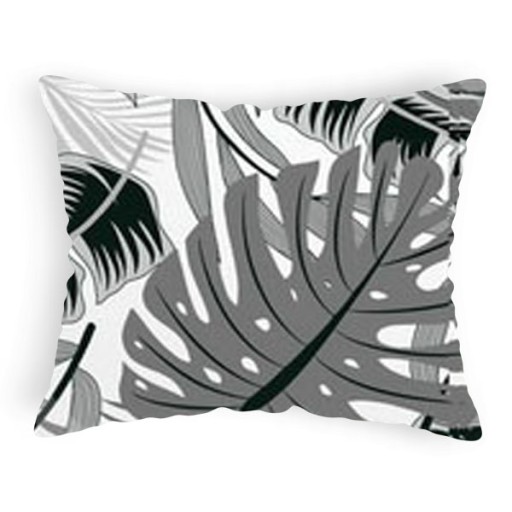 Bavlnená obliečka na vankúš 40x60 cm, sivá monstera listy