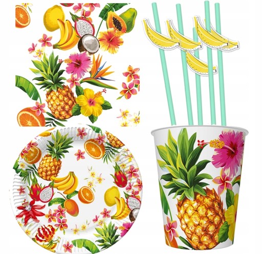 SÚPRAVA hrnčekov a papierových tanierov ALOHA FRUITS 1