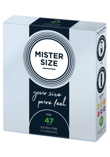Balenie 3 kondómov Mister Size - Veľkosť 47