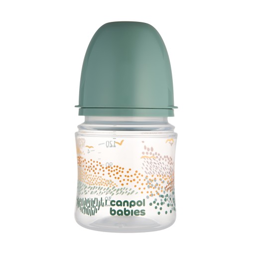 Canpol EasyStart antikoliková fľaša 120ml MOUNTAINS s cumlíkom 0m+