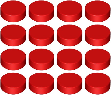 LEGO Tile Okrúhle 1x1 červená 6284574 98138 - 16 kusov