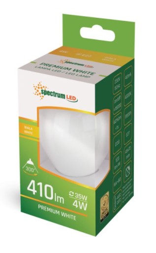 LED guľová žiarovka E-27 4W 4000K neutrálna biela WOJ+14337 SPECTRUM