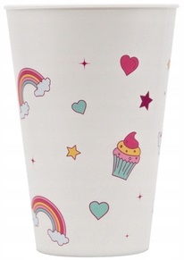 Opakovane použiteľný plastový pohár Magic RAINBOW Cupcakes Hearts 400 ml