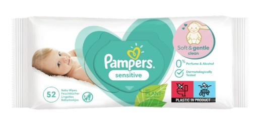 Pampers, vlhčené obrúsky Sensitive, 52 kusov