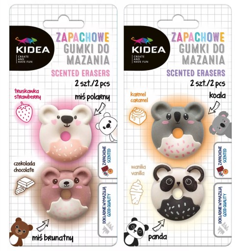 4x VONNÁ guma Panda Koala Teddy Bear Kidea