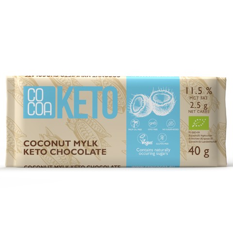 KETO Mylk kokosová čokoláda s MCT bez cukru 40g