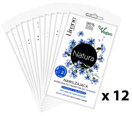 LIRENE NATURA ECO VEGÁNSKA hydratačná pleťová maska BIO LÁTKA x12
