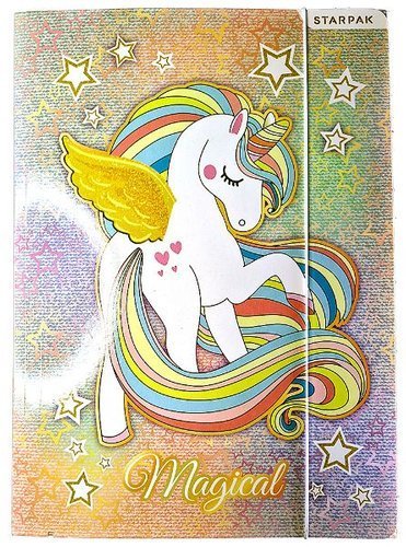 Školské leporelo A4 s gumičkou pre deti PAPIEROVÉ skladačky UNICORN STARPAK