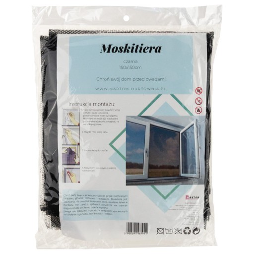 SIEŤKA PROTI HMYZU NA OKENNOM 150x150 + VELCRO ČIERNY PROTI HMYZU A KOMÁROM