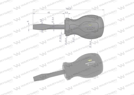 Plochý skrutkovač 6,5 mm x 45 mm SVCM. Waryński