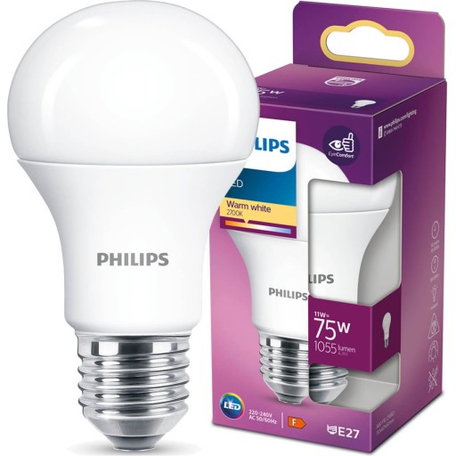 E27 A60 LED žiarovka 10W = 75W 1055lm 4000K Neutrálna Biela PHILIPS