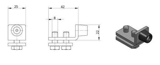 Koncový doraz 42 x 54 mm a 33 x 34 mm, č