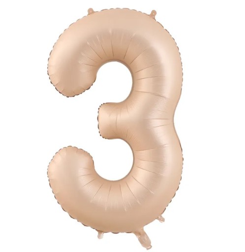 FÓLIOVÝ BALÓN, ČÍSLO 3, KRÉM, Boho KARAMEL, 100CM
