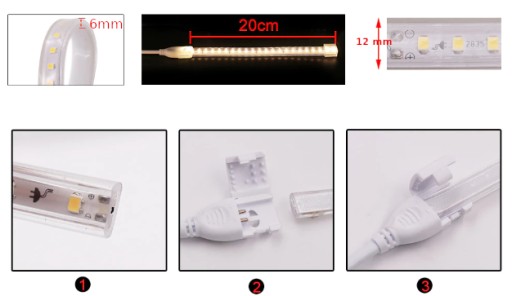 Kábel Napájací kábel pre LED pás 20 cm KLIK
