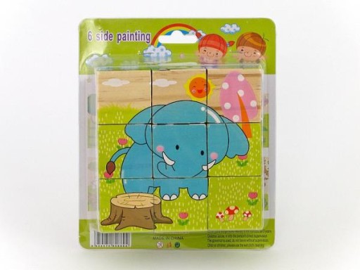 DREVENÉ PUZZLE ZVIERATKÁ bloky 9 kusov 6344