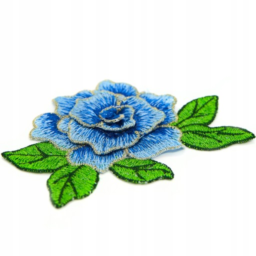 Nášivka FLOWER rose aplikácia zlatomodrá