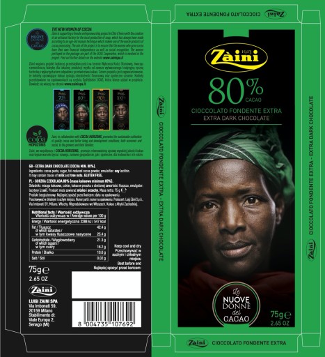 HORKÁ ČOKOLÁDA 80% KAKAO 75g ZAINI ŽENY KAKAOVÉ PRAVÁ ČOKOLÁDA