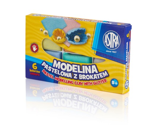 Pastelová modelovacia hmota s Astra trblietkami, 6 farieb