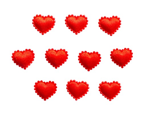 Nášivky DEKORATÍVNE ČERVENÉ SRDCE 1,2x1,2cm 10 ks.