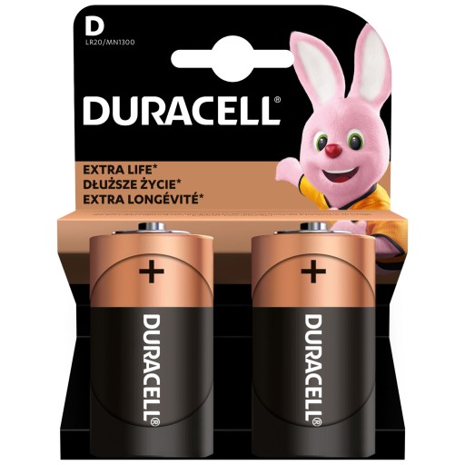 2x alkalické batérie Duracell D/LR20 Basic