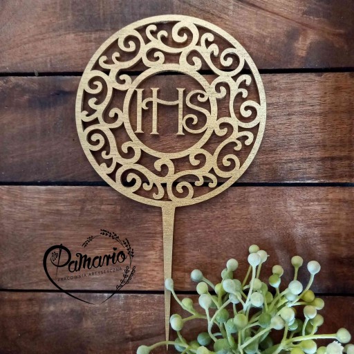 Communion dekor Communion Host IHS Topper Gold