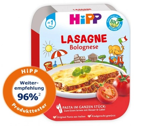 Hipp Bio Lasagne Bolognese s hovädzím mäsom 12m 250g