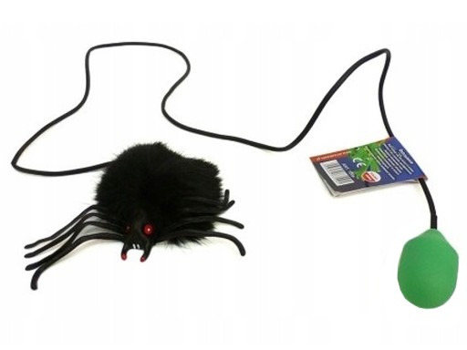 TULLO Jumping BLACK SPIDER with Pump Tarantula HAIRY SPIDER JUMPING