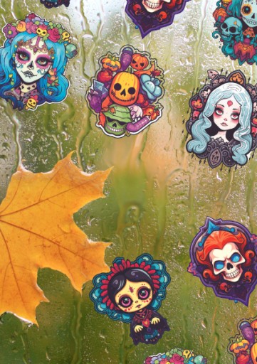 HALLOWEENSKÉ NÁLEPKY NA OKNO Dekorácia Mexický vzor 2, 6 ks