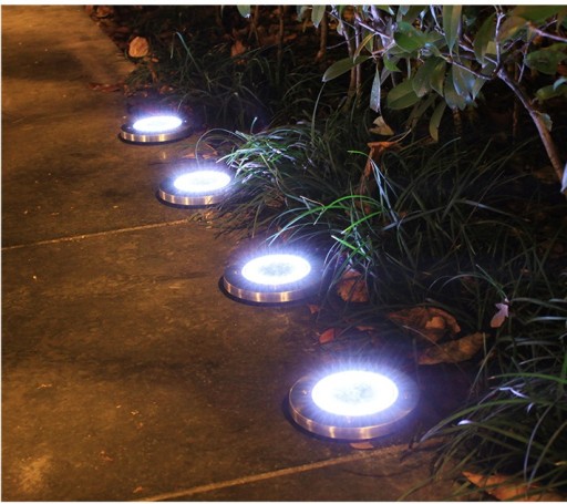 Solárna záhradná pozemná lampa, oceľ, studená biela, 16 LED, odolná