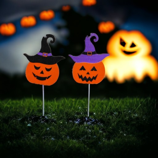 Halloweenske tekvice, tekvicové prívesky, preglejka, 8 ks.
