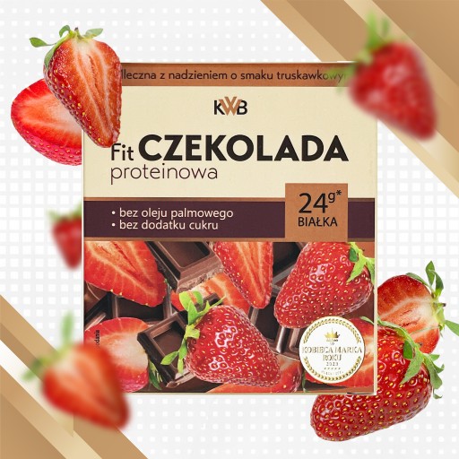 FIT Proteínová čokoláda 80g KWB mlieko s príchuťou Jahoda