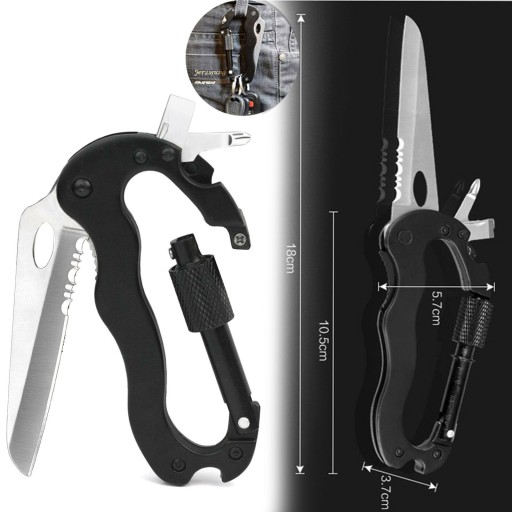 MULTITOOL OSTRÝ KARABÍNOVÝ Nôž 6V1 PREŽITIE