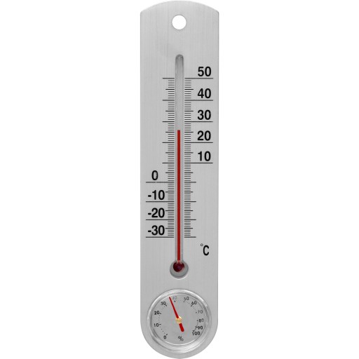 Univerzálny strieborný teplomer s vlhkomerom, rozsah -30°C +50°C Meteostanica