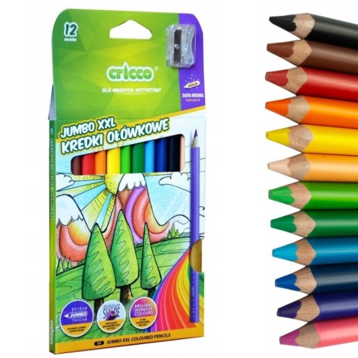 Cricco trojuholníkové hrubé XXL pastelky 12 farieb