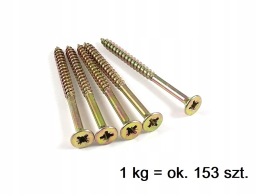 Skrutky do dreva kalené 6x50 mm 1kg POZINKOVANÉ, zlatožlté