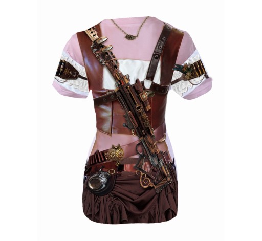 Tričko s potlačou Steampunk Lady Kostým Maškarné šaty Carnival M
