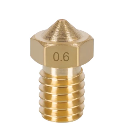 Náhradná mosadzná tryska V6 0,6 mm 1,75 mm M6 E3D Prusa