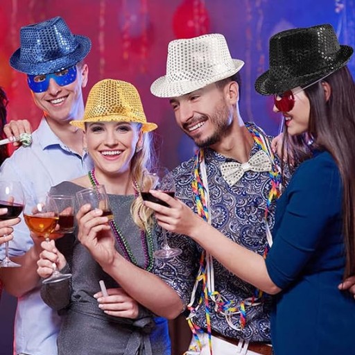 Klobúk FEDORA, flitrové klobúky, BLACK FLITRY