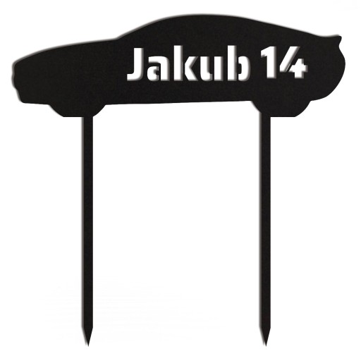 čierny topper číslo auta názov výzdoba torty