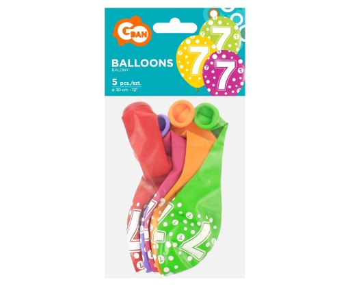 Balóniky číslo 7 Viacfarebné siedme narodeniny 5 ks