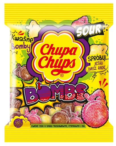 CHUPA CHUPS kyslé želé jahoda citrónová cola Kyslé bomby 90g pre deti