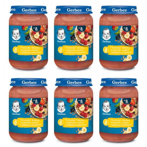 Gerber dezert Banány jahody a maliny s ovsenými vločkami 190 g
