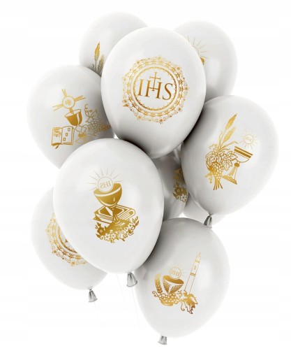 Prijímacie balóny Biely IHS Ornament Host Kalich 10 ks