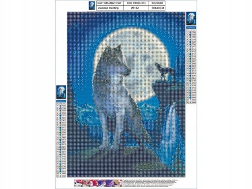 Diamantové vyšívanie WOLF Diamantový aplikátor mozaiky na maľovanie WOLVES SET 30x40