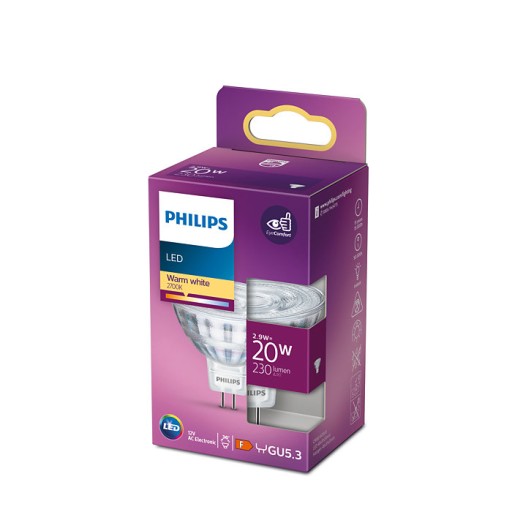 LED ŽIAROVKA 2,9W = 20W 36 stupňov teplá 12V MR16 PHILIPS