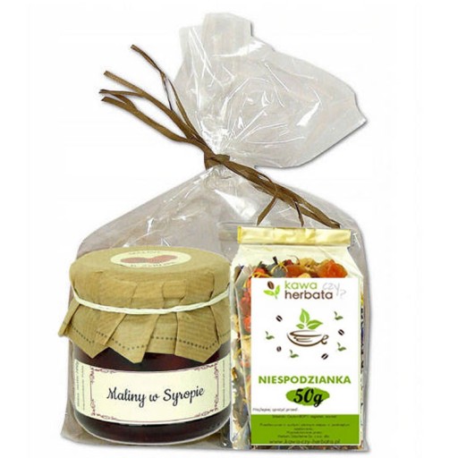 Darčeková sada MALINY V SIRUPE + ČAJ 50g