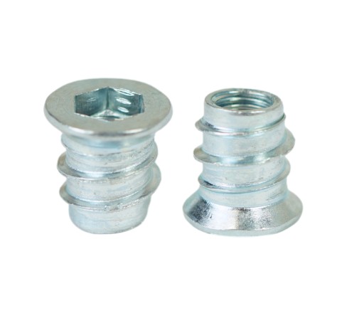 10x nábytková objímka s dvojitým závitom, skrutkovacia, skrutka do dreva, vybranie M6 x 12 mm