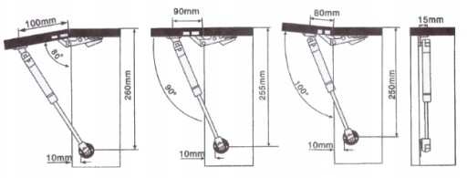 2x 80N plynový zdvihák Nábytkový pohon do skríň